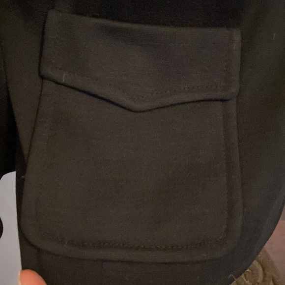 Vintage 1960’s Butte Knit Black Wool Blend Blazer Jacket with Fur Collar - Picture 4 of 15